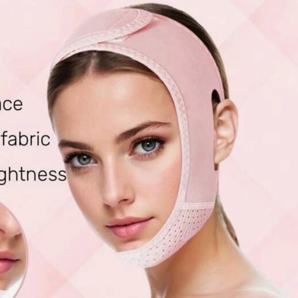 Pink overnight chin slimming strap